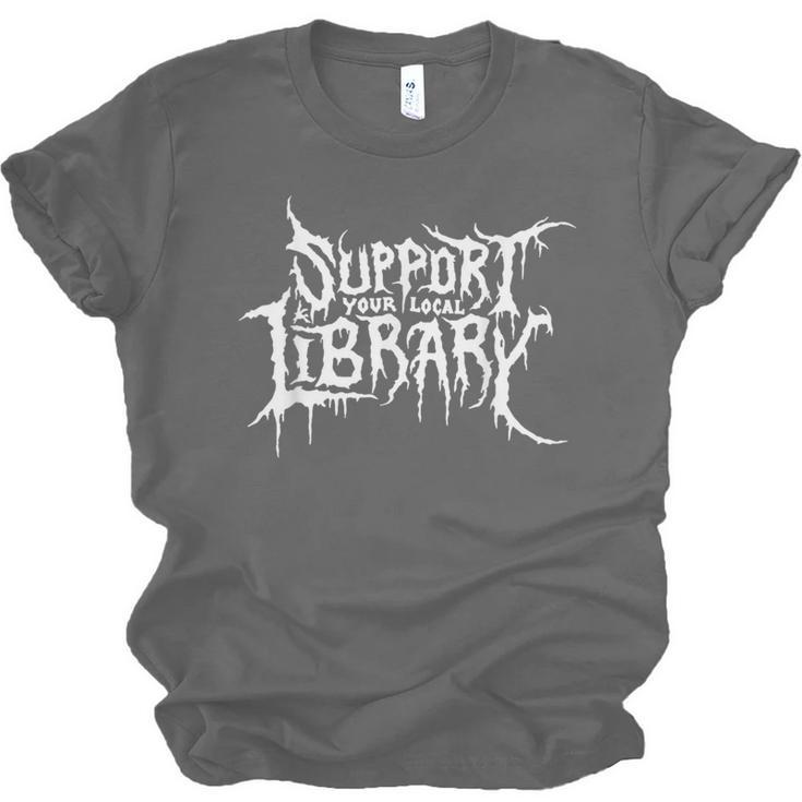 Support Your Local Library Horror Bookworm Unisex Jersey T-Shirt