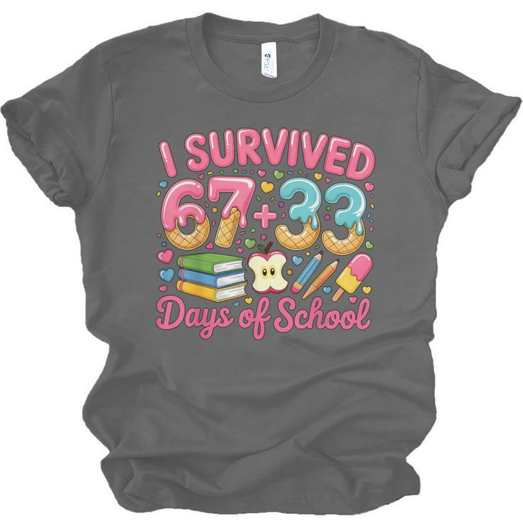 Survived 67 Days Of School Ice Cream Drip Apple Pencil Book Unisex Jersey T-Shirt