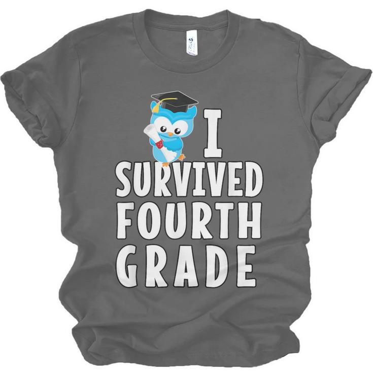 I Survived Fourth Grade Graduation Kids Owl Grad Unisex Jersey T-Shirt