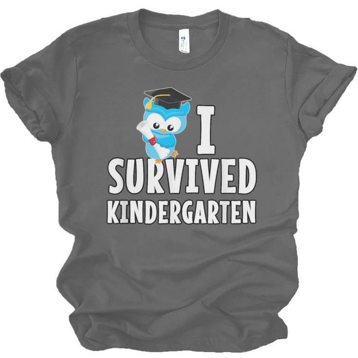 I Survived Kindergarten Graduation Kids Owl Grad Unisex Jersey T-Shirt