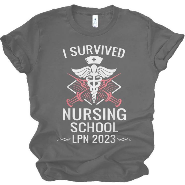 I Survived Nursing School LPN Class Of 2023 Nurse Graduation Unisex Jersey T-Shirt