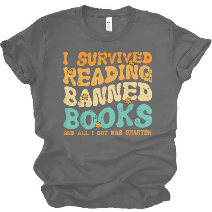 I Survived Reading Banned Books Read Librarian Men Women Unisex Jersey T-Shirt