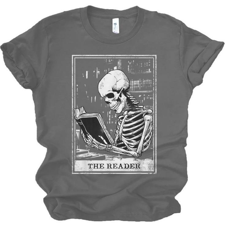 Tarot Card Shirt The Reader Tarot Skeleton Reading Book Unisex Jersey T-Shirt