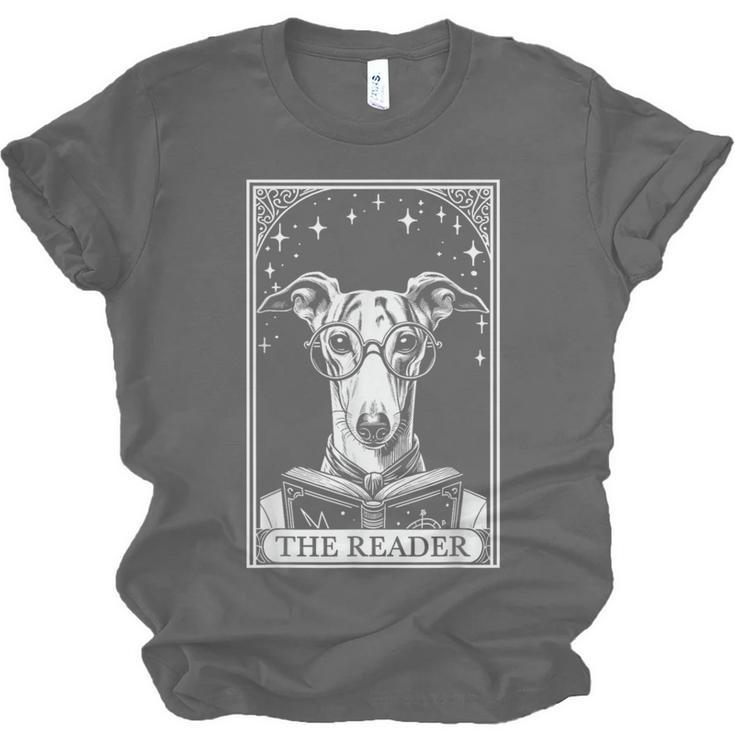 Tarot Card Vintage Whippet Dog Book Lover The Reader Unisex Jersey T-Shirt