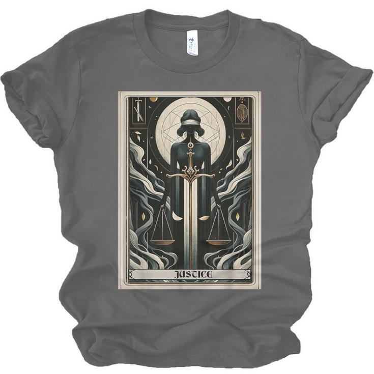 Tarot Cards Guide Book Esoteric Mysticism Clothing Tarot Card Justice Unisex Jersey T-Shirt