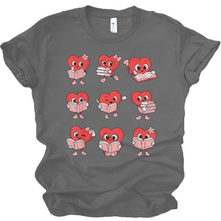 Teacher Valentines Day Reading Book Lover Bookworm Library Unisex Jersey T-Shirt