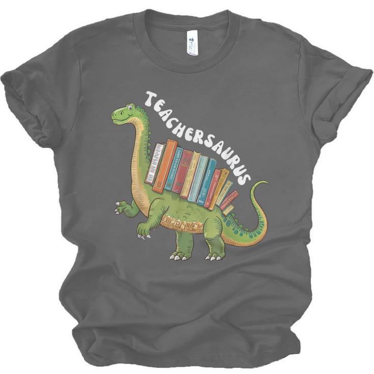 Teachersaurus Dinosaur Teachers Dino Reading Book Librarian Unisex Jersey T-Shirt