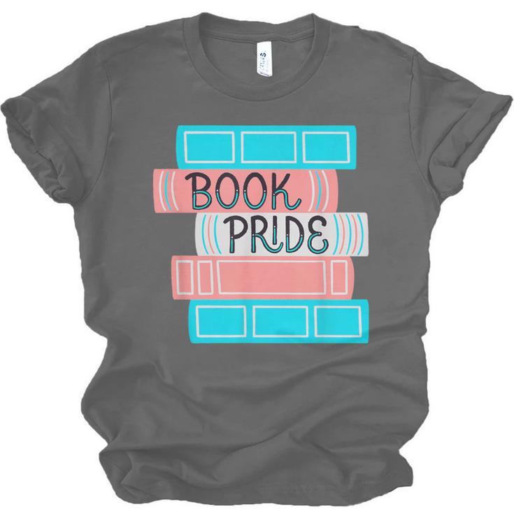 Threadless Grey Sky Chai Trans Book Pride Graphic Unisex Jersey T-Shirt