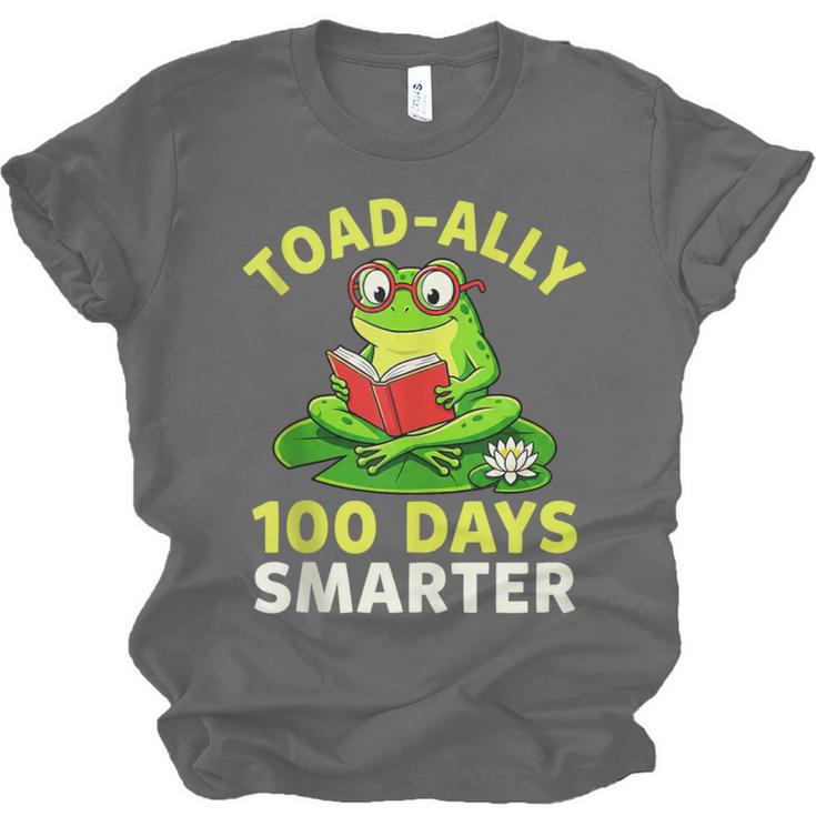 Toad-Ally 100 Days Smarter Frog Reading Book 100 School Day Unisex Jersey T-Shirt