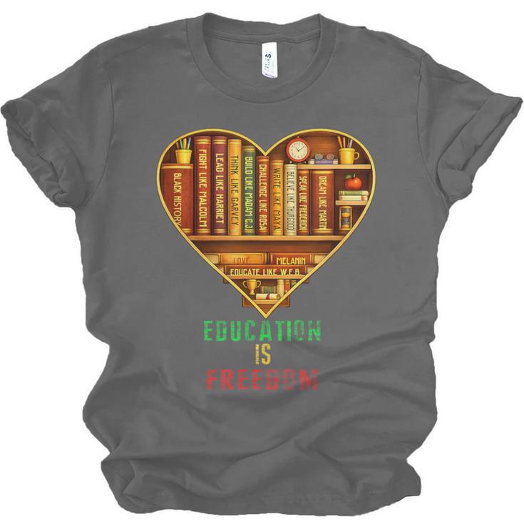 History Education Is Freedom Books Black History Heart Unisex Jersey T-Shirt