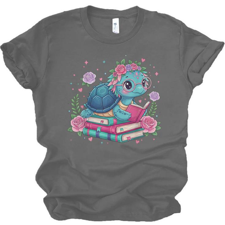 Turtle Bookworm Reading Book Bookworm Book Nerd Cute Graphic Unisex Jersey T-Shirt