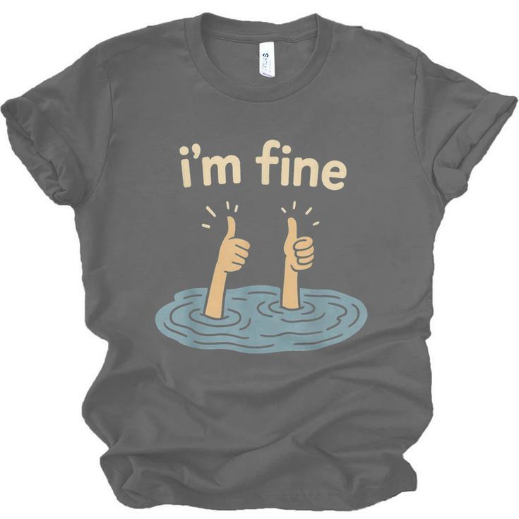 Two Thumbs Up I'm Fine Sarcastic Meme Introvert Humor Unisex Jersey T-Shirt