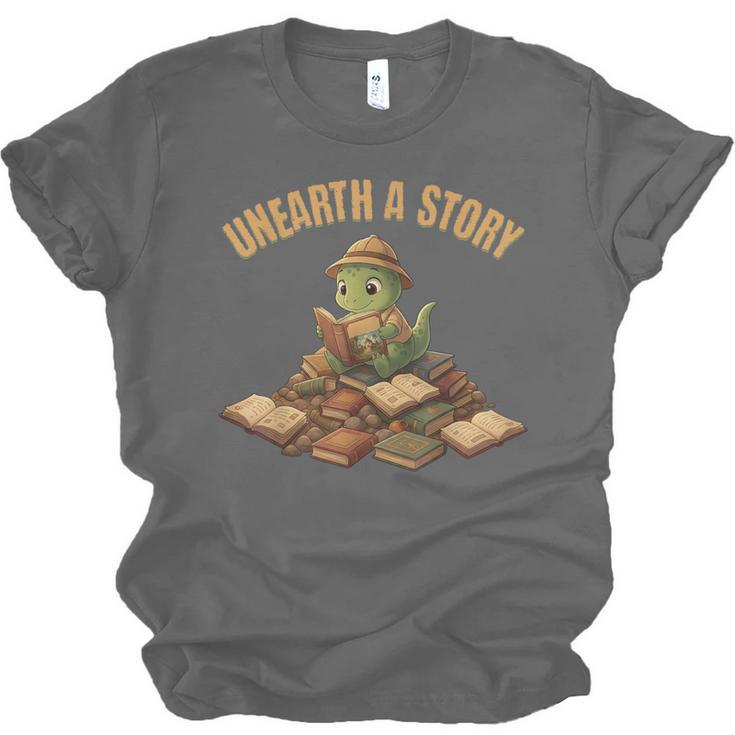 Unearth a Story Dinosaur Reading Books Summer 2026 Unisex Jersey T-Shirt Unearth a Story Dinosaur Reading Books Summer 2026 Unisex Jersey T-Shirt