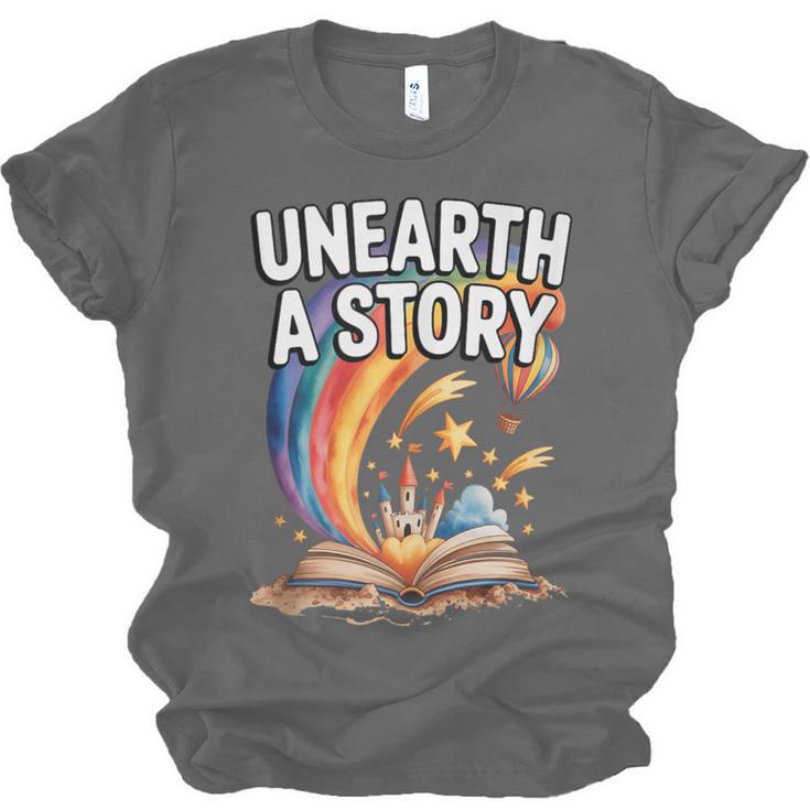 Unearth A Story Rainbow Treasure Book Unisex Jersey T-Shirt
