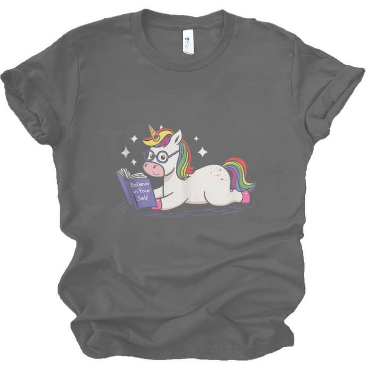 Unicorn Bookworm Believe In Yourself Cute And Inspirational Unisex Jersey T-Shirt Unicorn Bookworm Believe In Yourself Cute And Inspirational Unisex Jersey T-Shirt