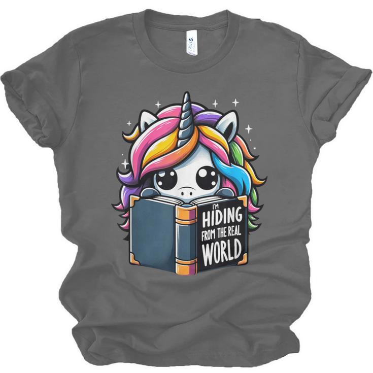 Unicorn Reading Book Reader Introvert Book Lover Humor Unisex Jersey T-Shirt
