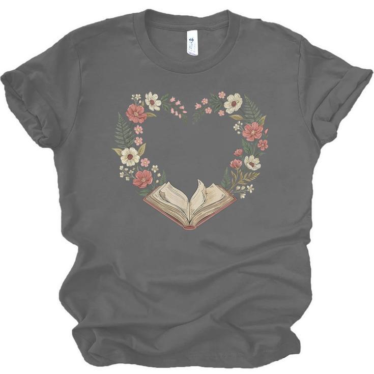 Vintage Book Lover Valentine Heart Unisex Jersey T-Shirt
