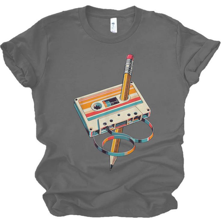Vintage Cassette Tape And Pencil Nostalgia Party 70s 80s 90s Unisex Jersey T-Shirt Vintage Cassette Tape And Pencil Nostalgia Party 70s 80s 90s Unisex Jersey T-Shirt