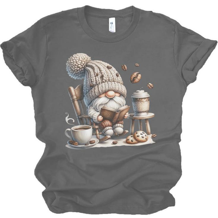 Vintage Cute Gnome Reading Book Coffee Cute Gnome Graphic Unisex Jersey T-Shirt Vintage Cute Gnome Reading Book Coffee Cute Gnome Graphic Unisex Jersey T-Shirt