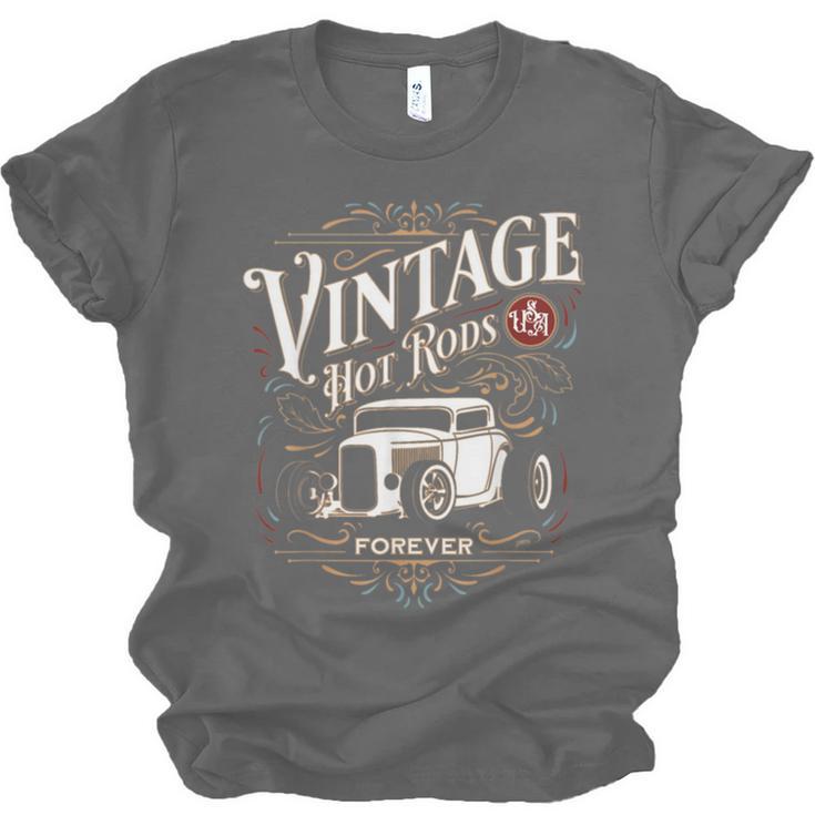 Vintage Hot Rods USA Forever Classic Car Nostalgia Unisex Jersey T-Shirt