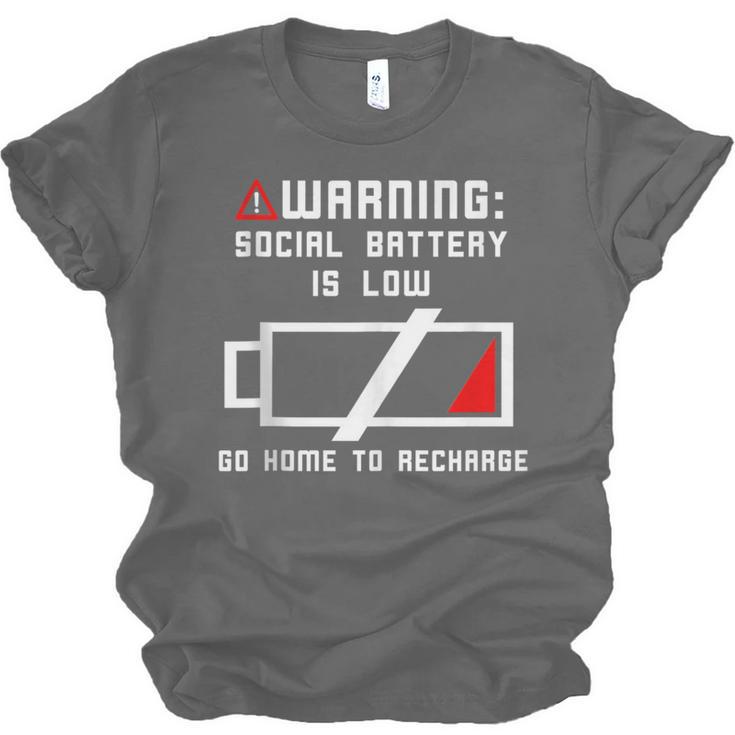 Warning Social Battery Is Low Introvert Shirt Unisex Jersey T-Shirt Warning Social Battery Is Low Introvert Shirt Unisex Jersey T-Shirt
