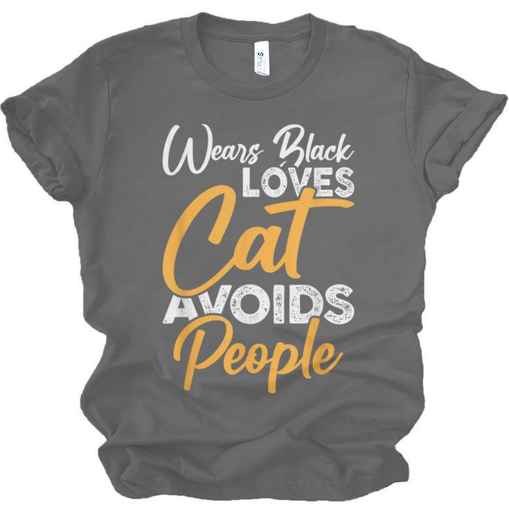 Wears Loves Cats Avoids People I Introvert Unisex Jersey T-Shirt