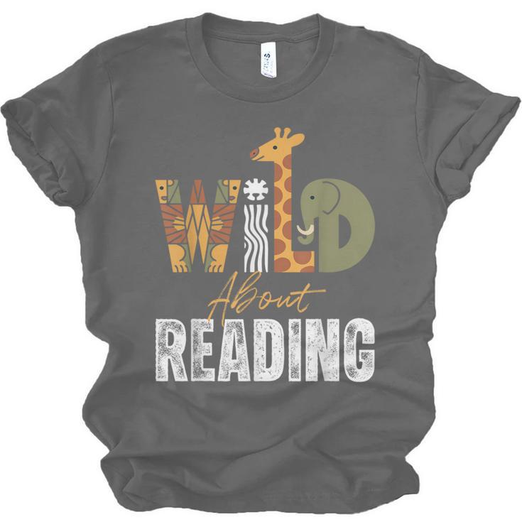 Wild About Reading Books Animal Theme Bookworm Library Day Unisex Jersey T-Shirt Wild About Reading Books Animal Theme Bookworm Library Day Unisex Jersey T-Shirt