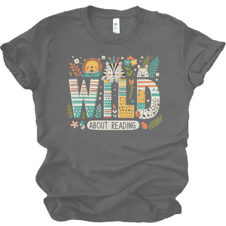 Wild About Reading Bookworm Book Reader Zoo Animals Unisex Jersey T-Shirt Wild About Reading Bookworm Book Reader Zoo Animals Unisex Jersey T-Shirt
