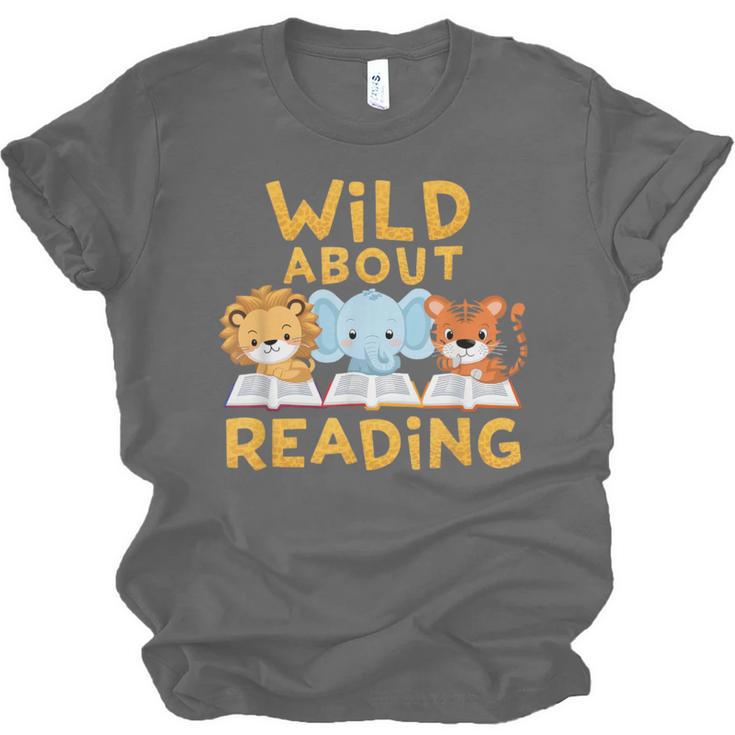Wild About Reading Cute Animal Book Lover Kids Unisex Jersey T-Shirt Wild About Reading Cute Animal Book Lover Kids Unisex Jersey T-Shirt