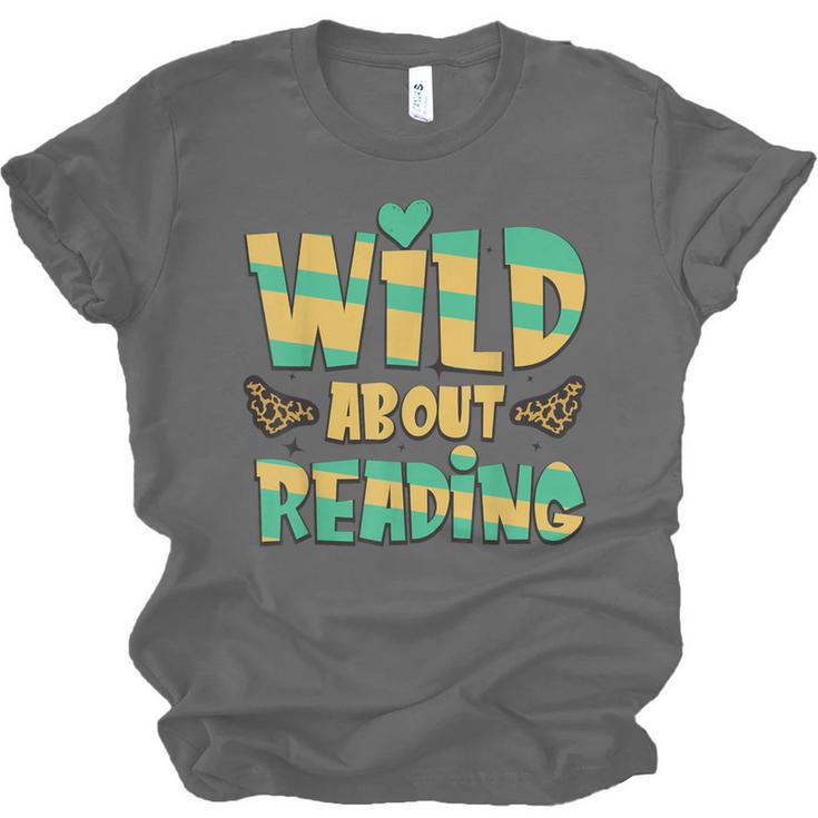 WILD ABOUT READING I Love Books Bookworm Library Day Unisex Jersey T-Shirt WILD ABOUT READING I Love Books Bookworm Library Day Unisex Jersey T-Shirt