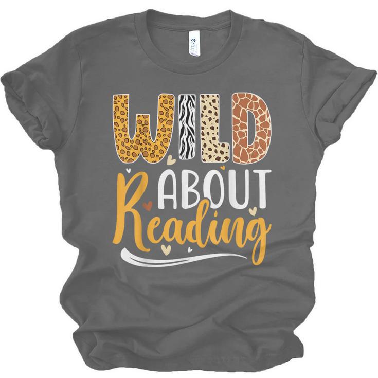 Wild About Reading Lover Bookworm Library Teacher Zoo Animal Unisex Jersey T-Shirt
