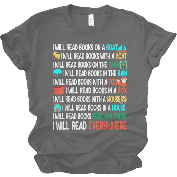 I Will Read Books On A Boat & Everywhere Reading Book Unisex Jersey T-Shirt I Will Read Books On A Boat & Everywhere Reading Book Unisex Jersey T-Shirt