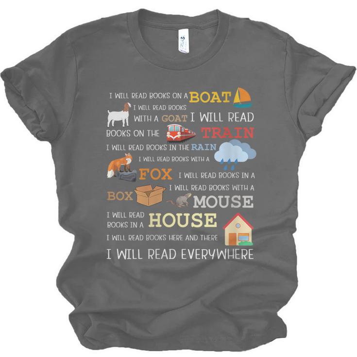 I Will Read Books On a Boat & Everywhere Reading Unisex Jersey T-Shirt