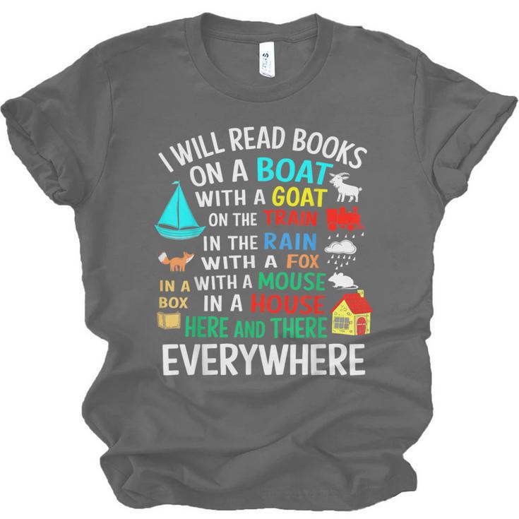 I Will Read Books On A Boat & Everywhere Unisex Jersey T-Shirt
