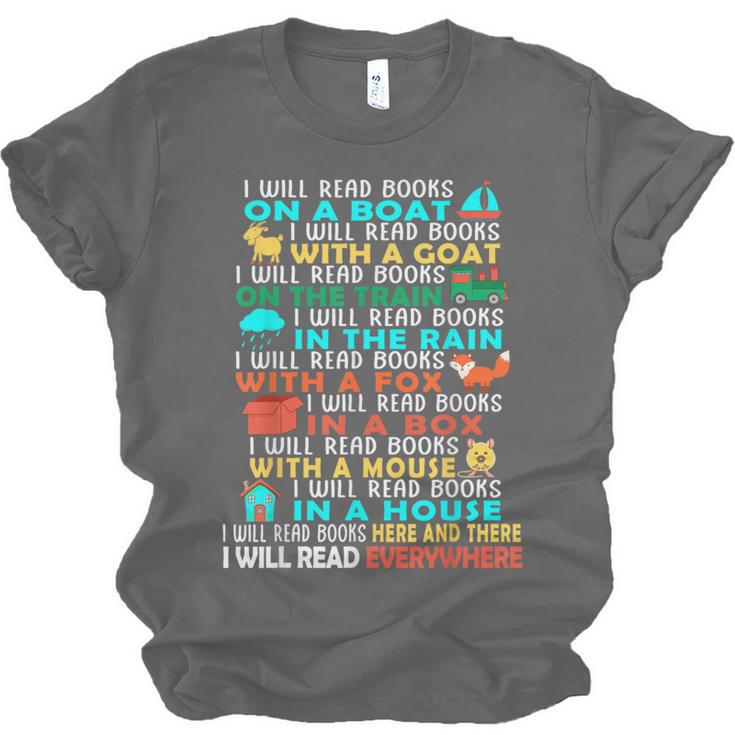 I Will Read Books On A Boat Kids Reading Read Books Unisex Jersey T-Shirt I Will Read Books On A Boat Kids Reading Read Books Unisex Jersey T-Shirt