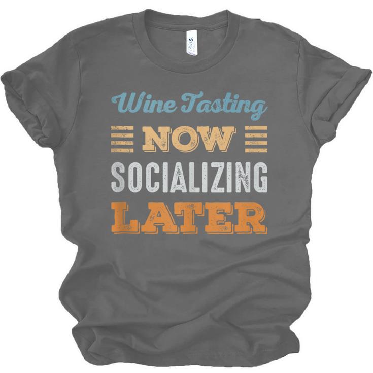 Wine Tasting Now Minimal Socializing Introvert Vintage Unisex Jersey T-Shirt Wine Tasting Now Minimal Socializing Introvert Vintage Unisex Jersey T-Shirt