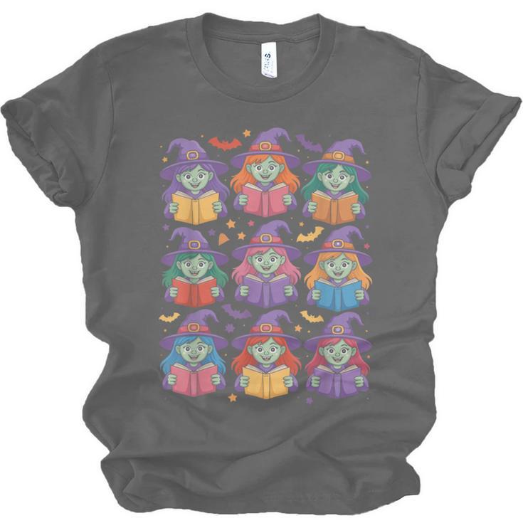 Witches Reading Books Halloween Cute Teens Kids Unisex Jersey T-Shirt