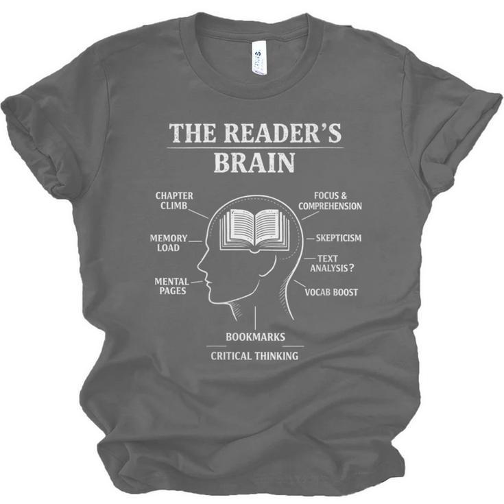 Women's The Reader’s Brain Book Lover Reading Diagram Graphic Unisex Jersey T-Shirt Women's The Reader’s Brain Book Lover Reading Diagram Graphic Unisex Jersey T-Shirt