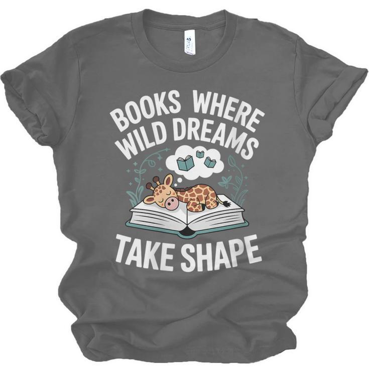 Women's Wild Dreams Reading Giraffe Book Reader Zoo Animals Kids Unisex Jersey T-Shirt Women's Wild Dreams Reading Giraffe Book Reader Zoo Animals Kids Unisex Jersey T-Shirt