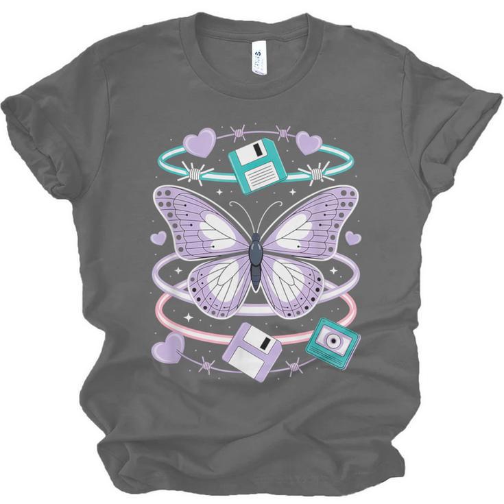 Y2K Butterfly Floppy Disk Art Digital Nostalgia Unisex Jersey T-Shirt