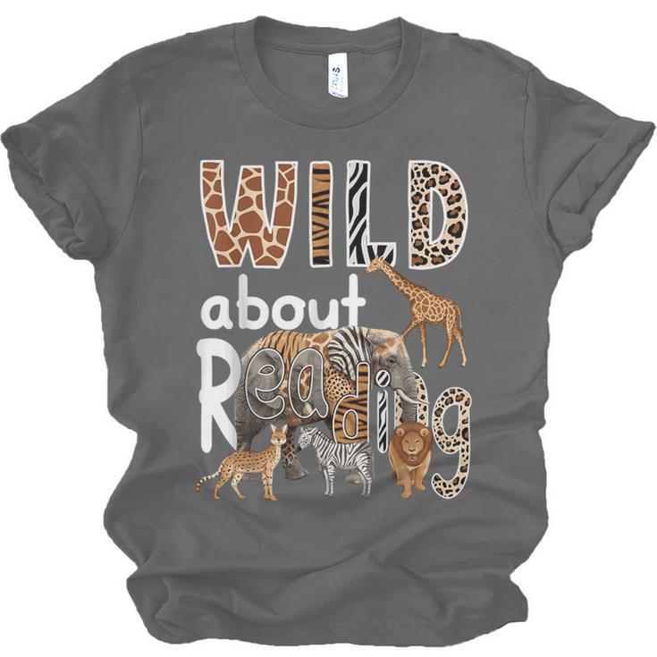 Zoo Animals Wild About Reading Books Reader Lover Librarian Unisex Jersey T-Shirt