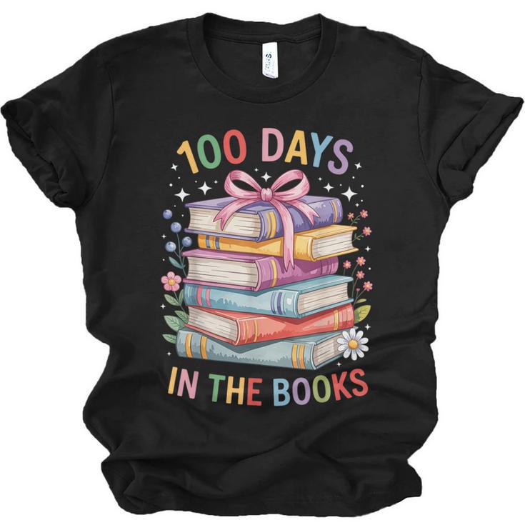 100 Days In The Books Cute Book 100 Days Of School Teachers Unisex Jersey T-Shirt