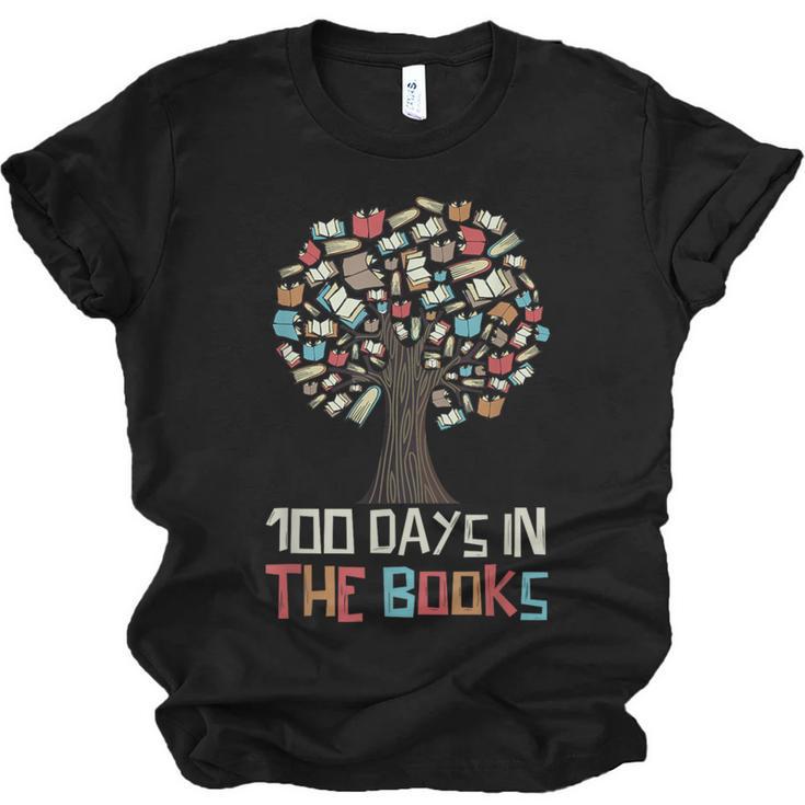 100 Days In The Books Tree Reading Teacher Student 100th Day Unisex Jersey T-Shirt