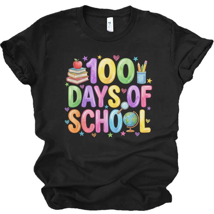 100 Days Of School Book Pencil Teachers Girls Kids 100th Day Unisex Jersey T-Shirt