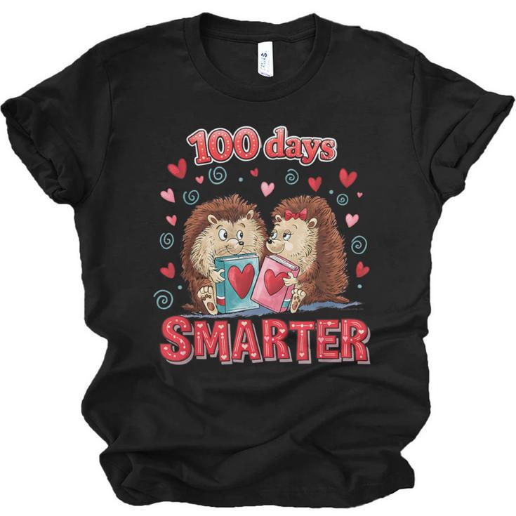 100 Days Smarter Shirt Cute Hedgehog Love Books School Tee Unisex Jersey T-Shirt