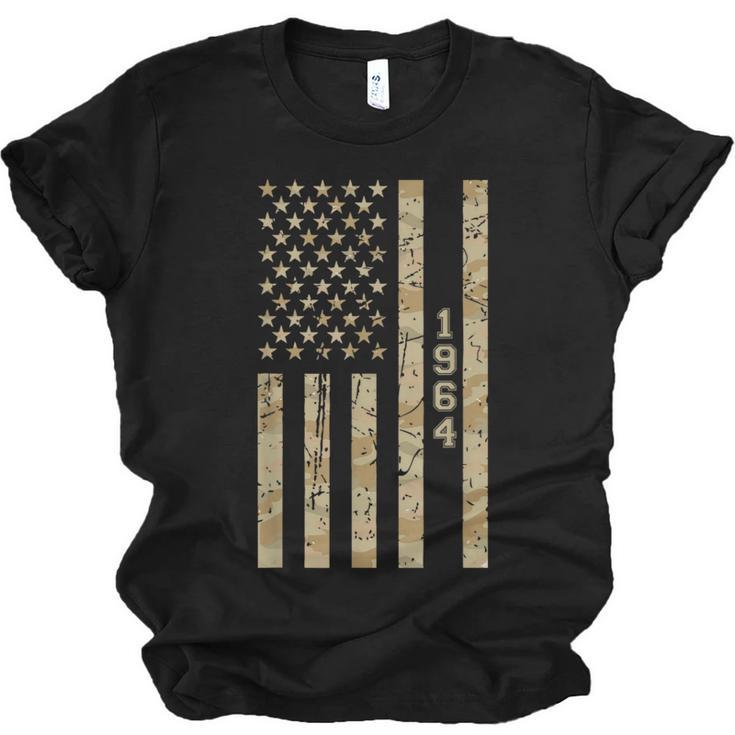 1964 Year Nostalgia Desert Camo Distressed American Flag Unisex Jersey T-Shirt