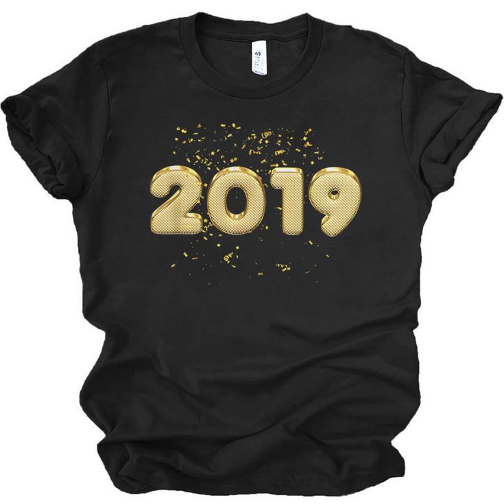 2019 Gold Confetti Graduation T Shirt High School College Unisex Jersey T-Shirt