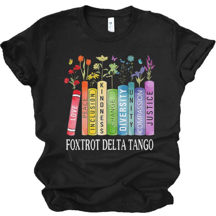 8647 Foxtrots Tangos Deltas Book Flower Resist Book Lovers Unisex Jersey T-Shirt
