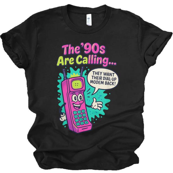 The 90s Are Calling Retro 90s Kid Nostalgia Gag Meme Unisex Jersey T-Shirt