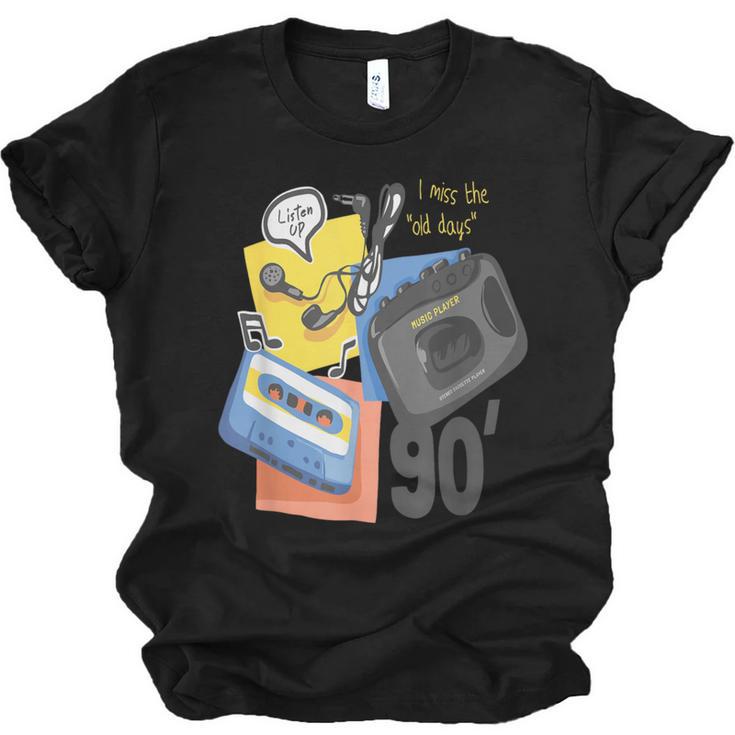 90s Retro Cassette And Walkman Nostalgia Graphic Tee Unisex Jersey T-Shirt